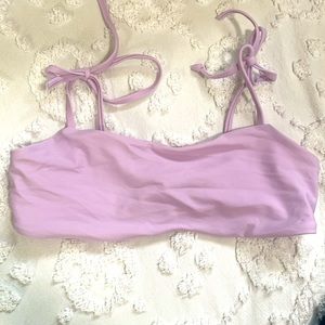 NWOT Bright swimwear purple bandeau swimsuit bikini top with tie straps!